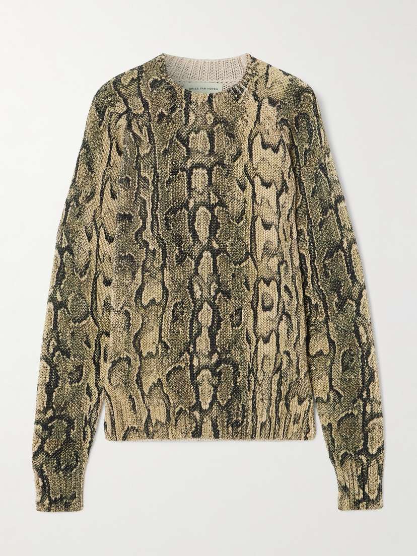 Dries Van Noten Snake-print Knitted Sweater