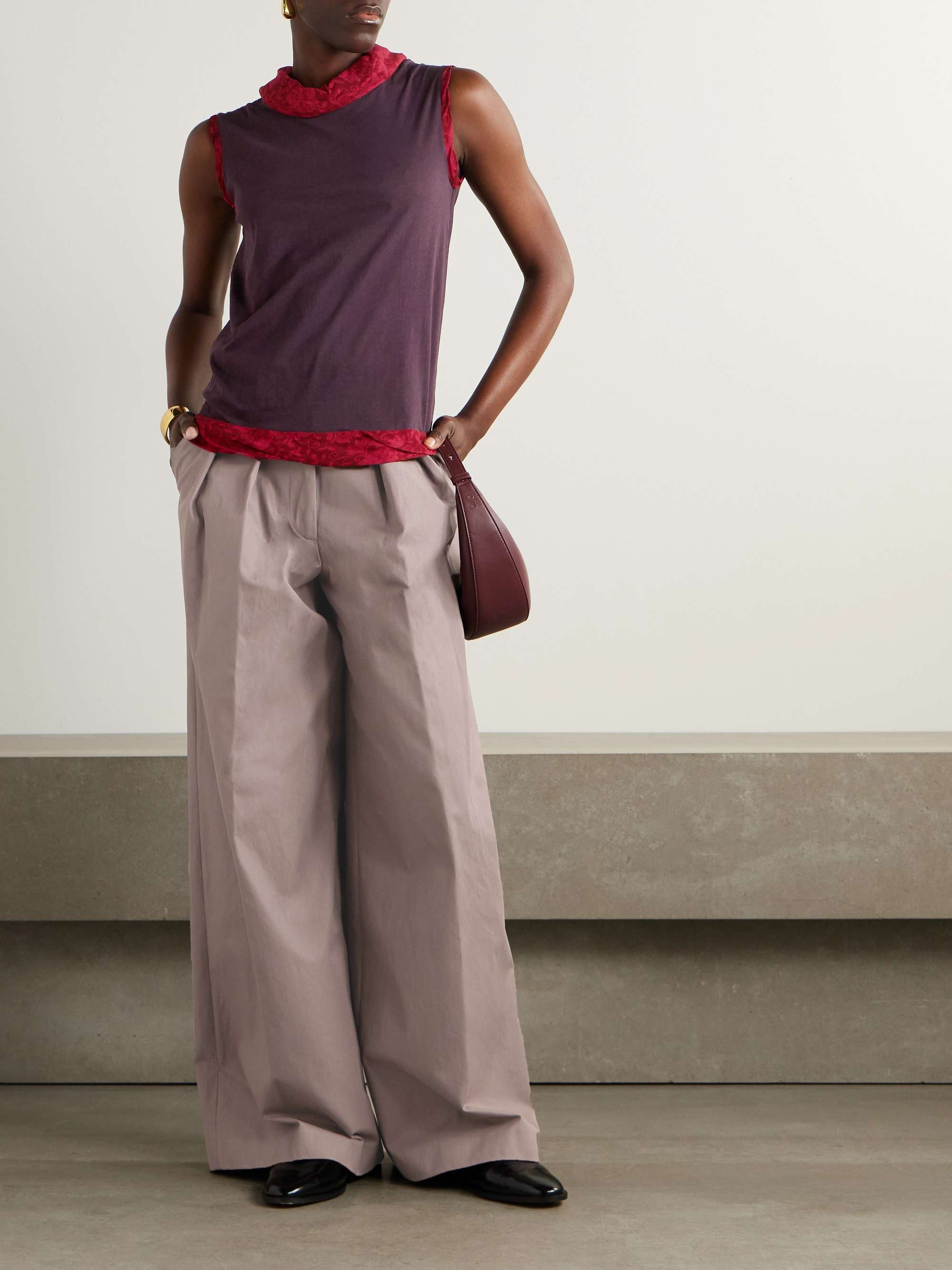 DRIES VAN NOTEN Pleated cotton-twill wide-leg pants | NET-A