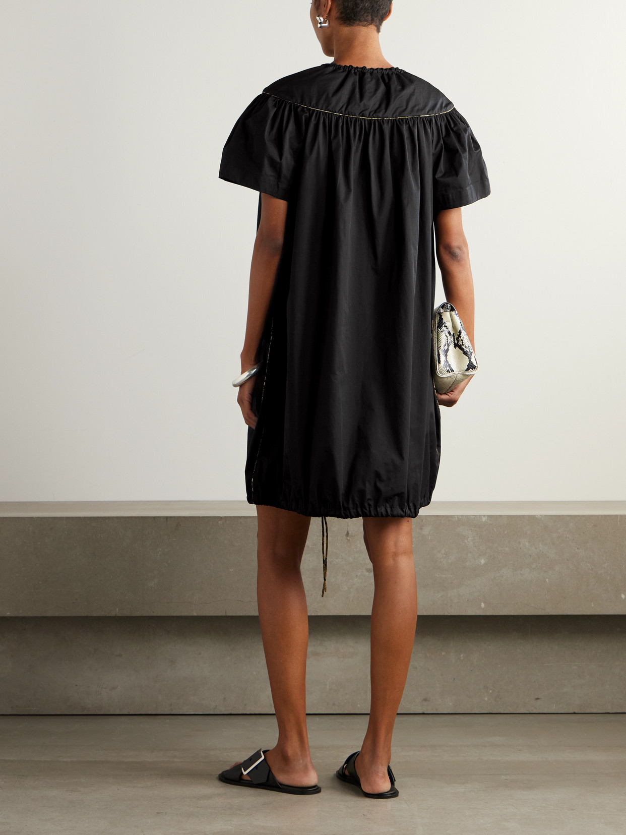 Shop Dries Van Noten Cotton-poplin Mini Dress In Black