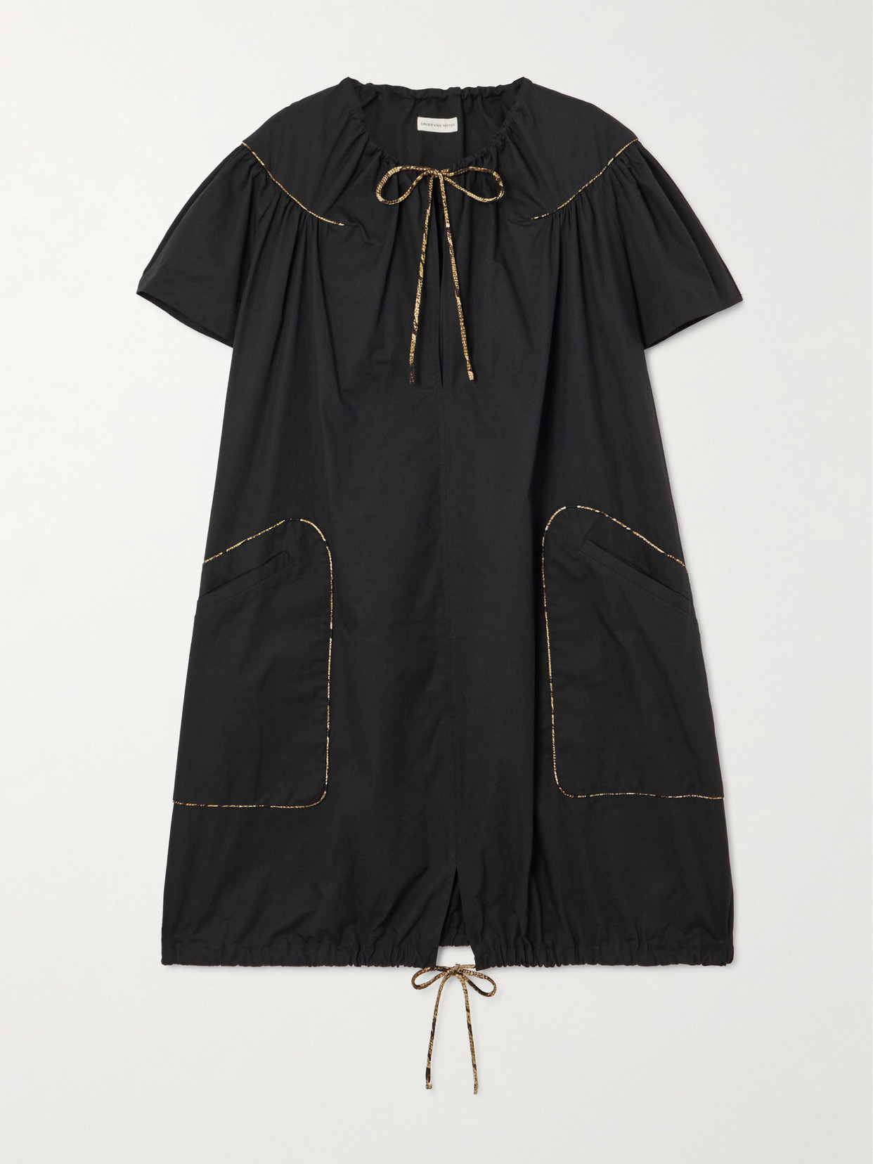 Shop Dries Van Noten Cotton-poplin Mini Dress In Black