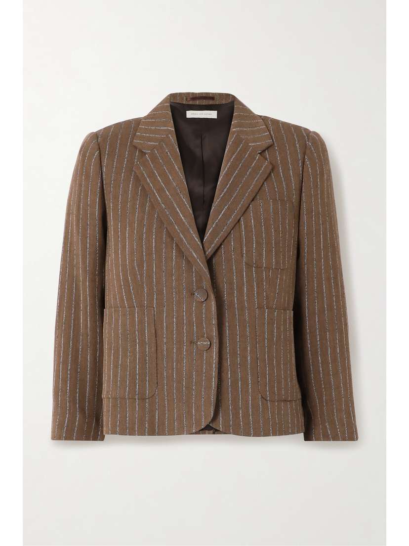 Dries Van Noten Cropped Striped Linen-blend Blazer