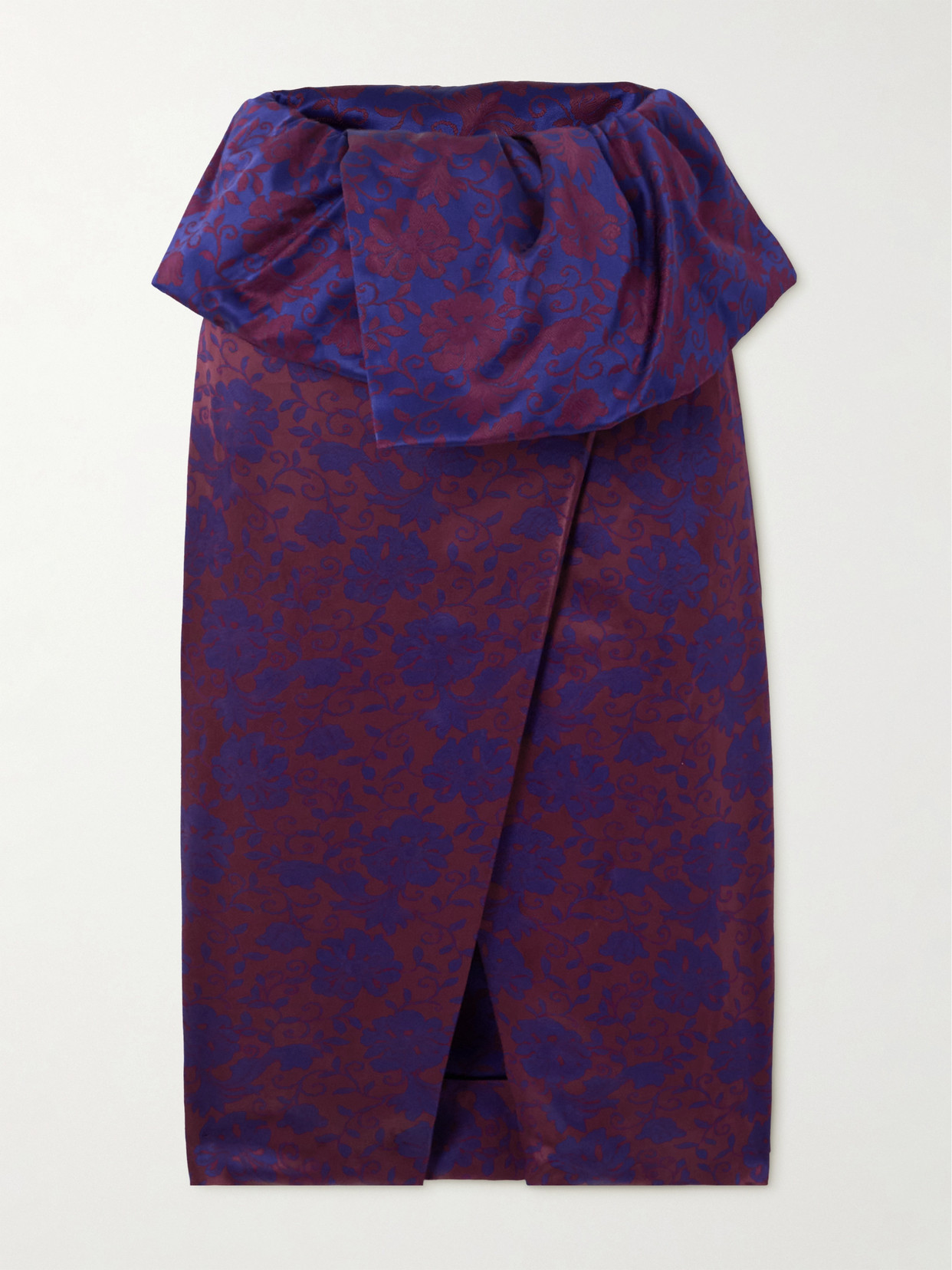 Dries Van Noten - Wrap-effect Satin-jacquard Midi Skirt - Purple