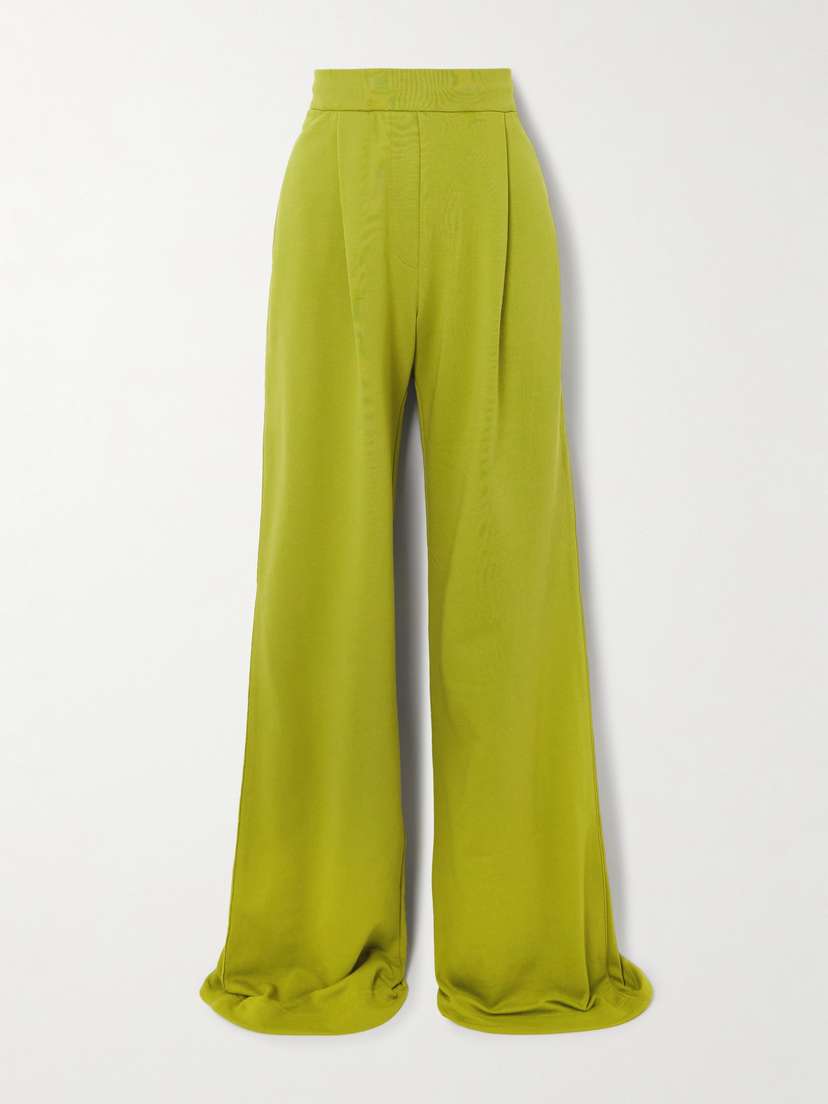 Dries Van Noten Pleated Cotton-jersey Wide-leg Track Pants - x small