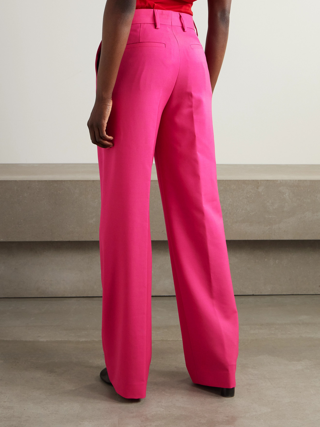 Shop Dries Van Noten Wool And Mohair-blend Twill Straight-leg Pants In Pink