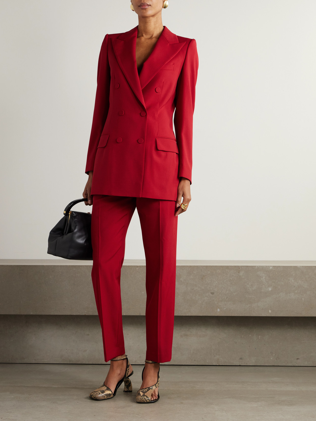 Dries Van Noten Double-breasted Wool Blazer In Red