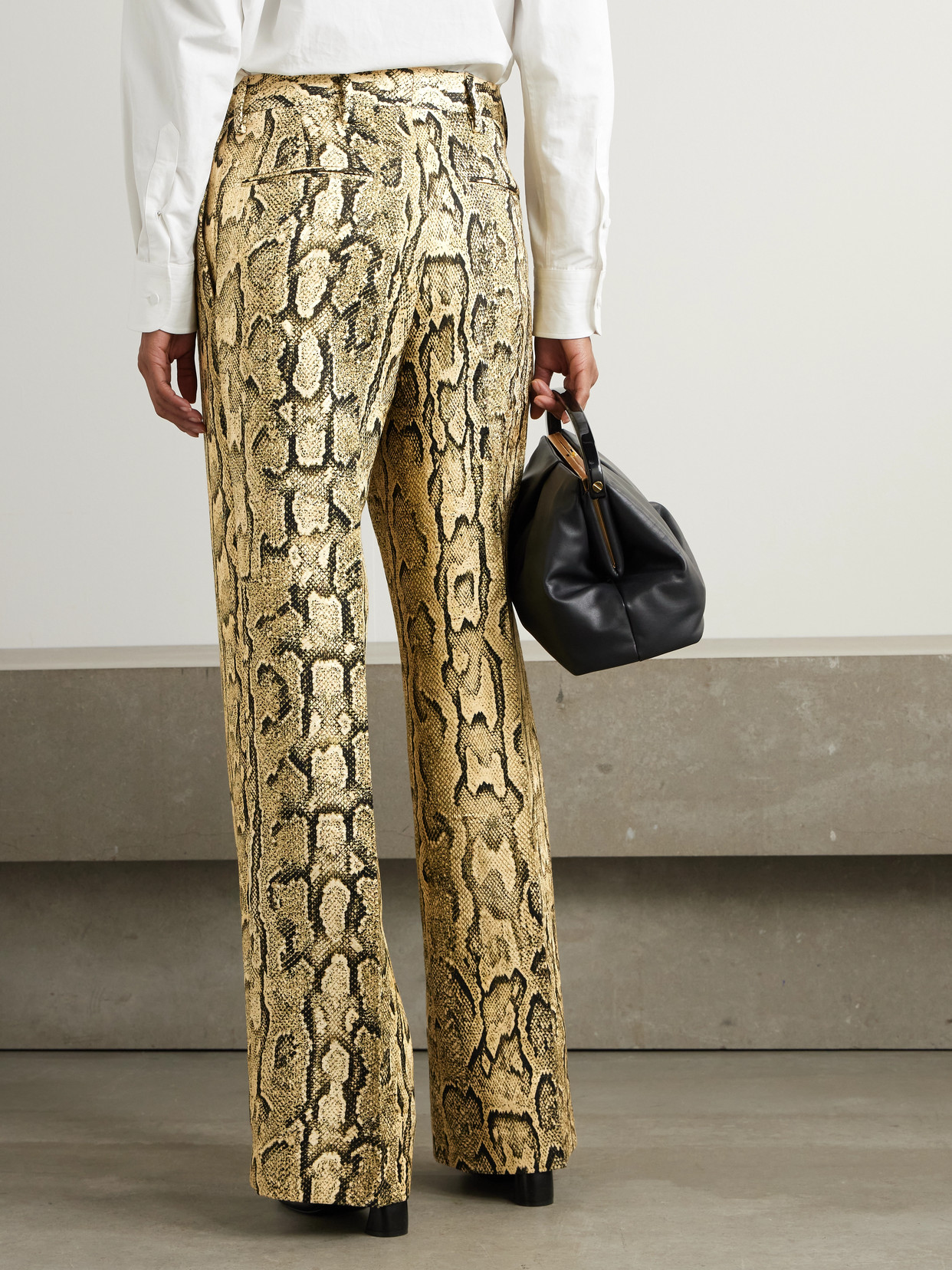 Dries Van Noten Pleated Snake-print Jersey Straight-leg Pants In Animal Print