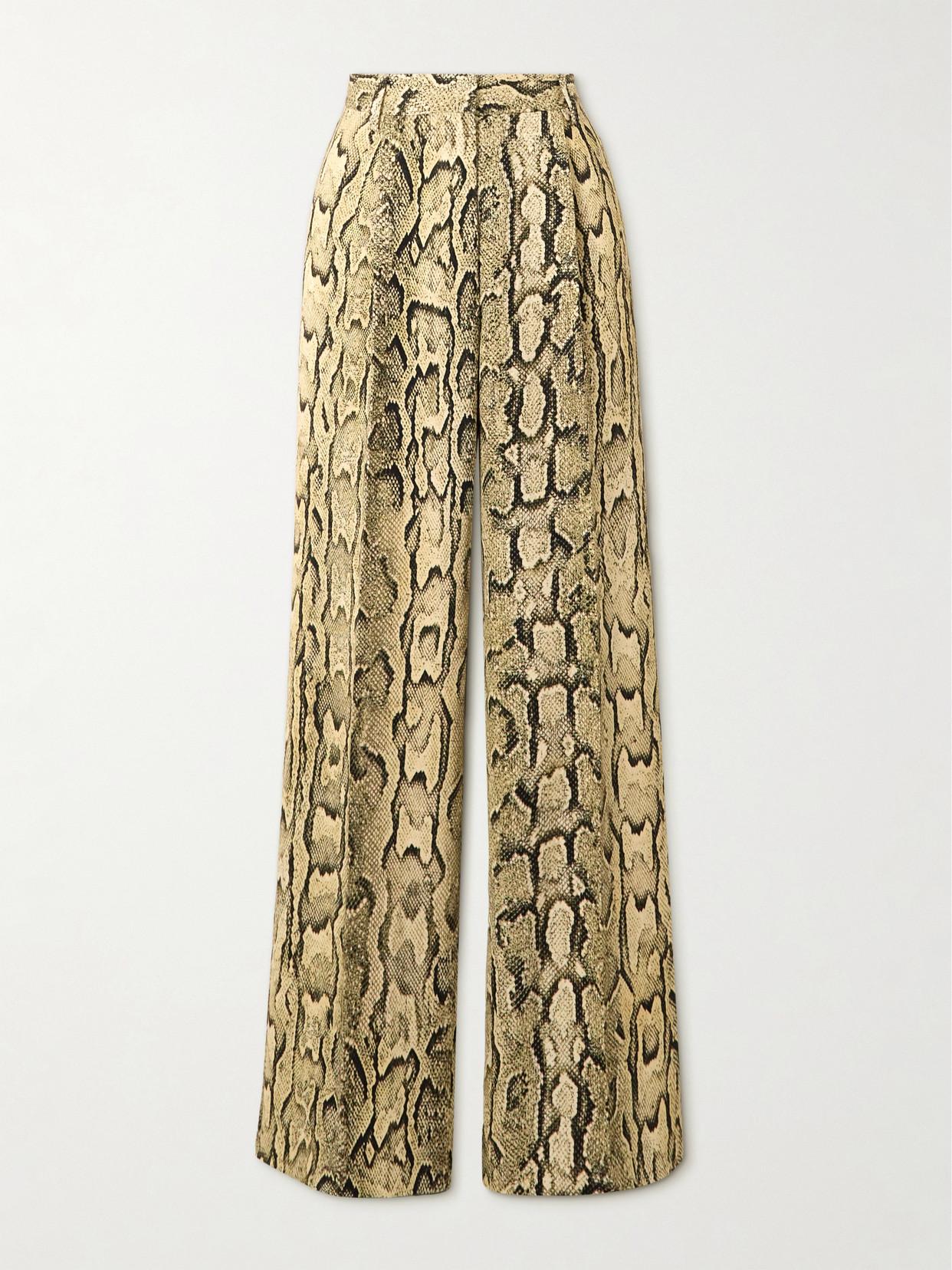 Dries Van Noten Pleated Snake-print Jersey Straight-leg Pants In Animal Print