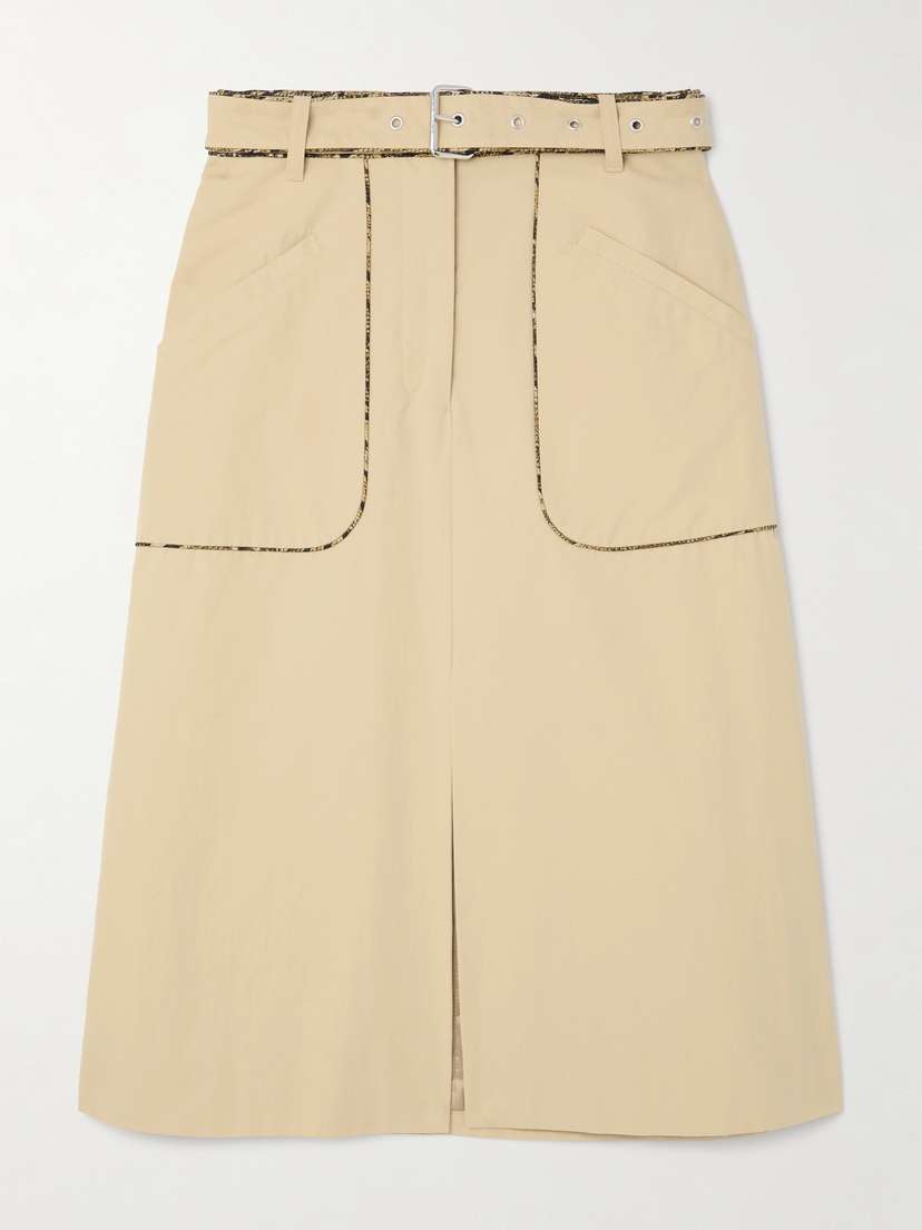 Dries Van Noten Belted Cotton-canvas Midi Skirt