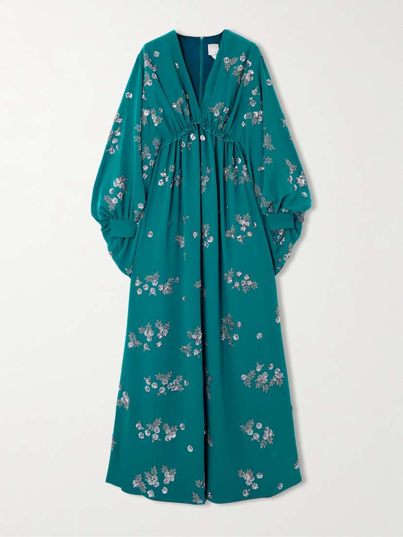 Huishan Zhang Leah Embellished Recycled-crepe Gown