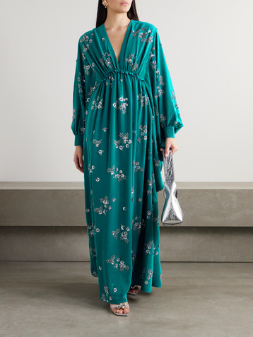 Huishan Zhang Leah embellished recycled-crepe gown