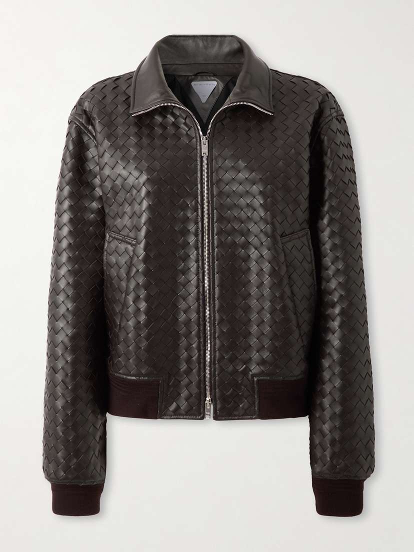 Bottega Veneta Intrecciato Leather Bomber Jacket