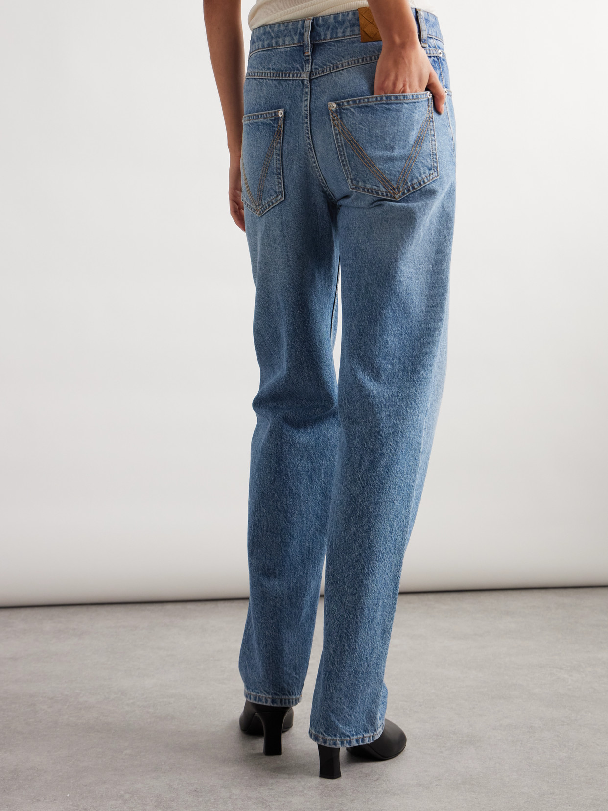 Shop Bottega Veneta High-rise Straight-leg Jeans In Blue