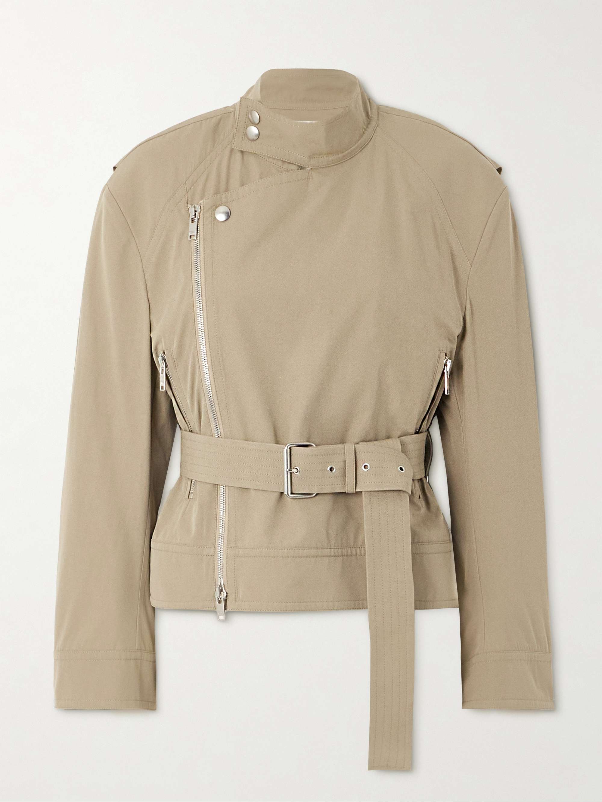 BOTTEGA VENETA Belted asymmetric cotton-blend jacket | NET-A
