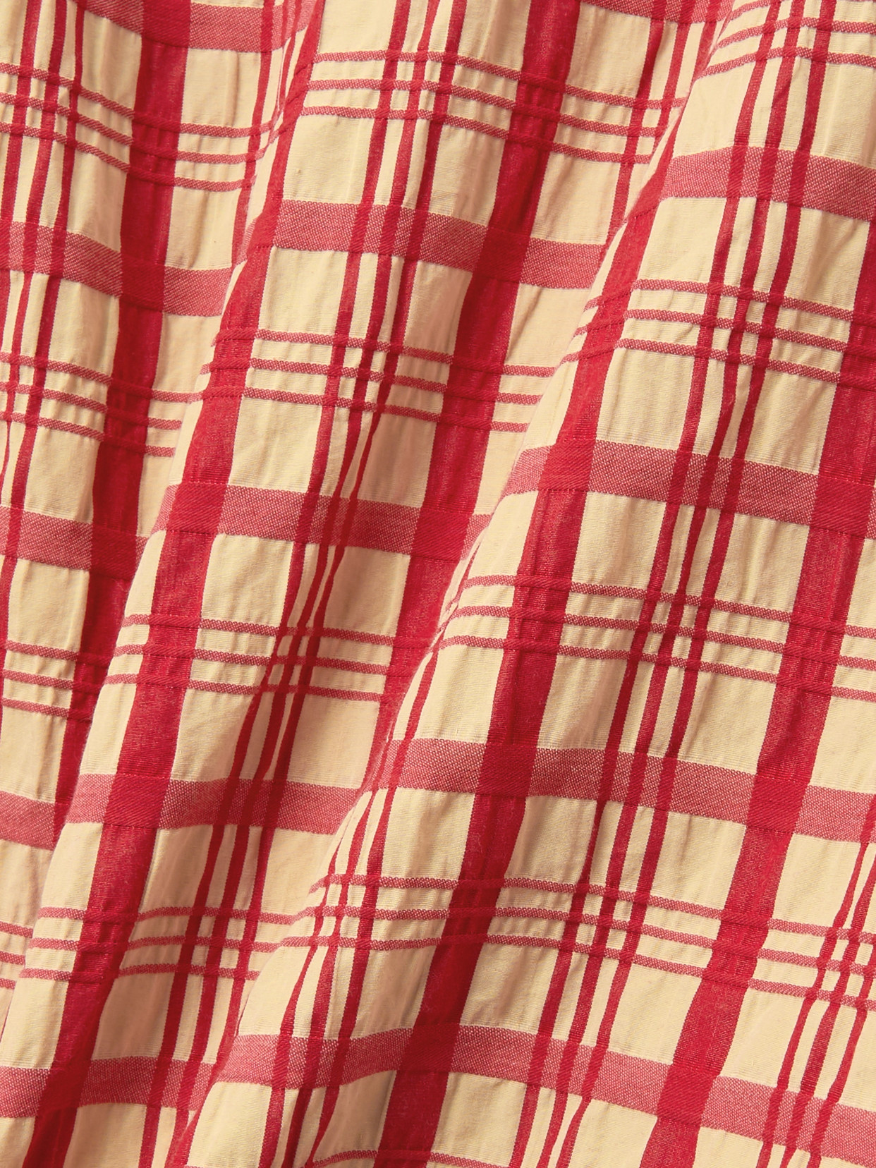Shop Bottega Veneta Draped Checked Cotton-seersucker Blouse In Red