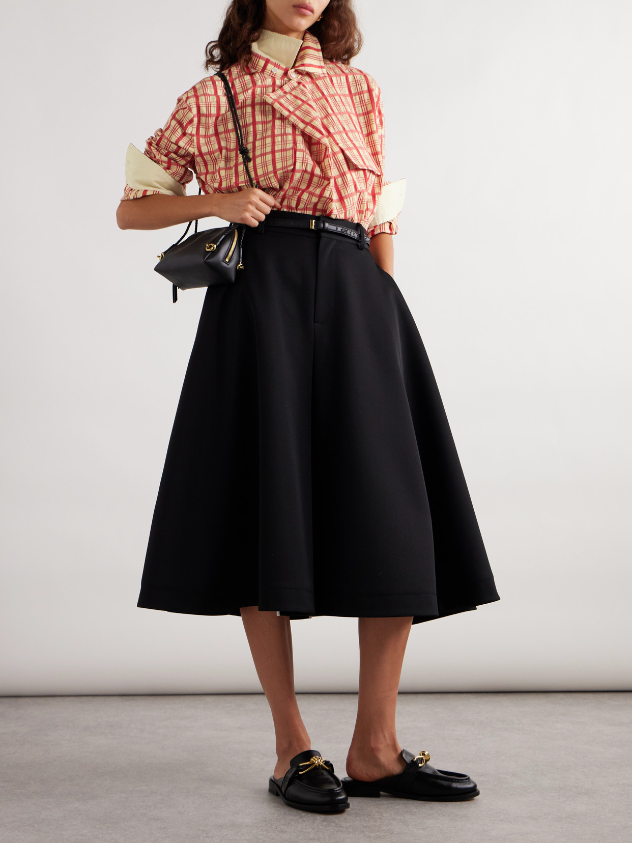 Shop Bottega Veneta Draped Checked Cotton-seersucker Blouse In Red