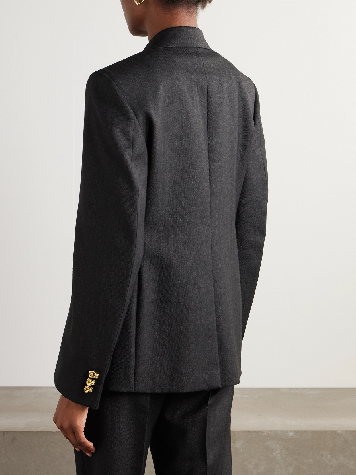 Shop Bottega Veneta Double-breasted Wool Blazer In Black