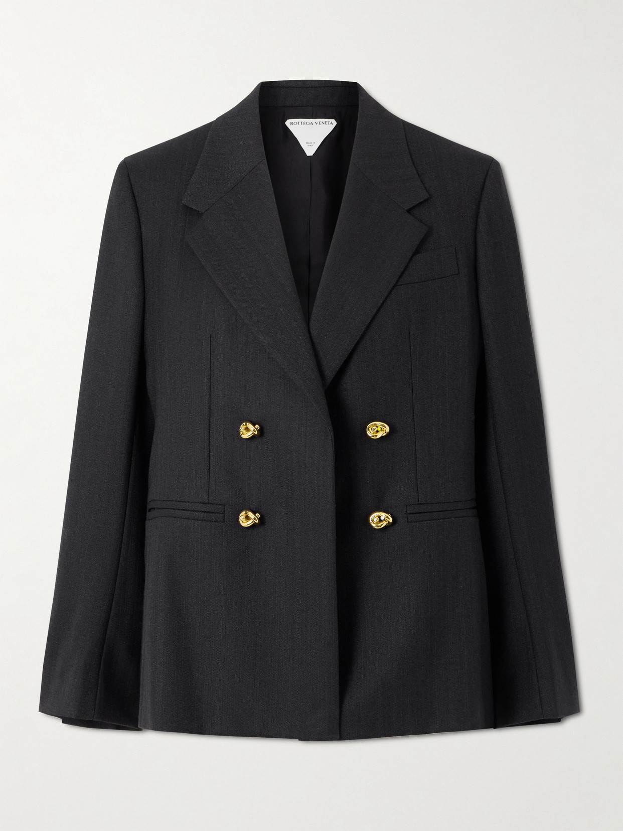 Bottega Veneta Double-breasted Wool Blazer In Black