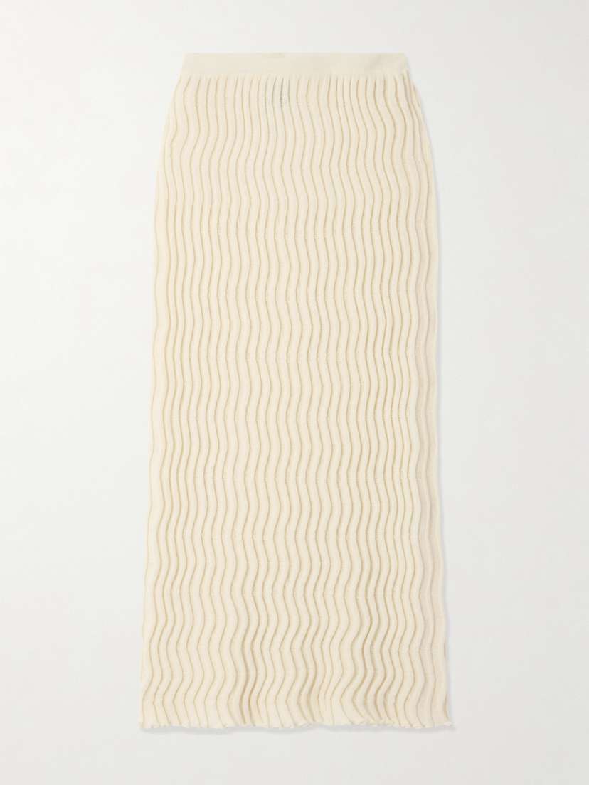 Bottega Veneta Ribbed Wool Maxi Skirt