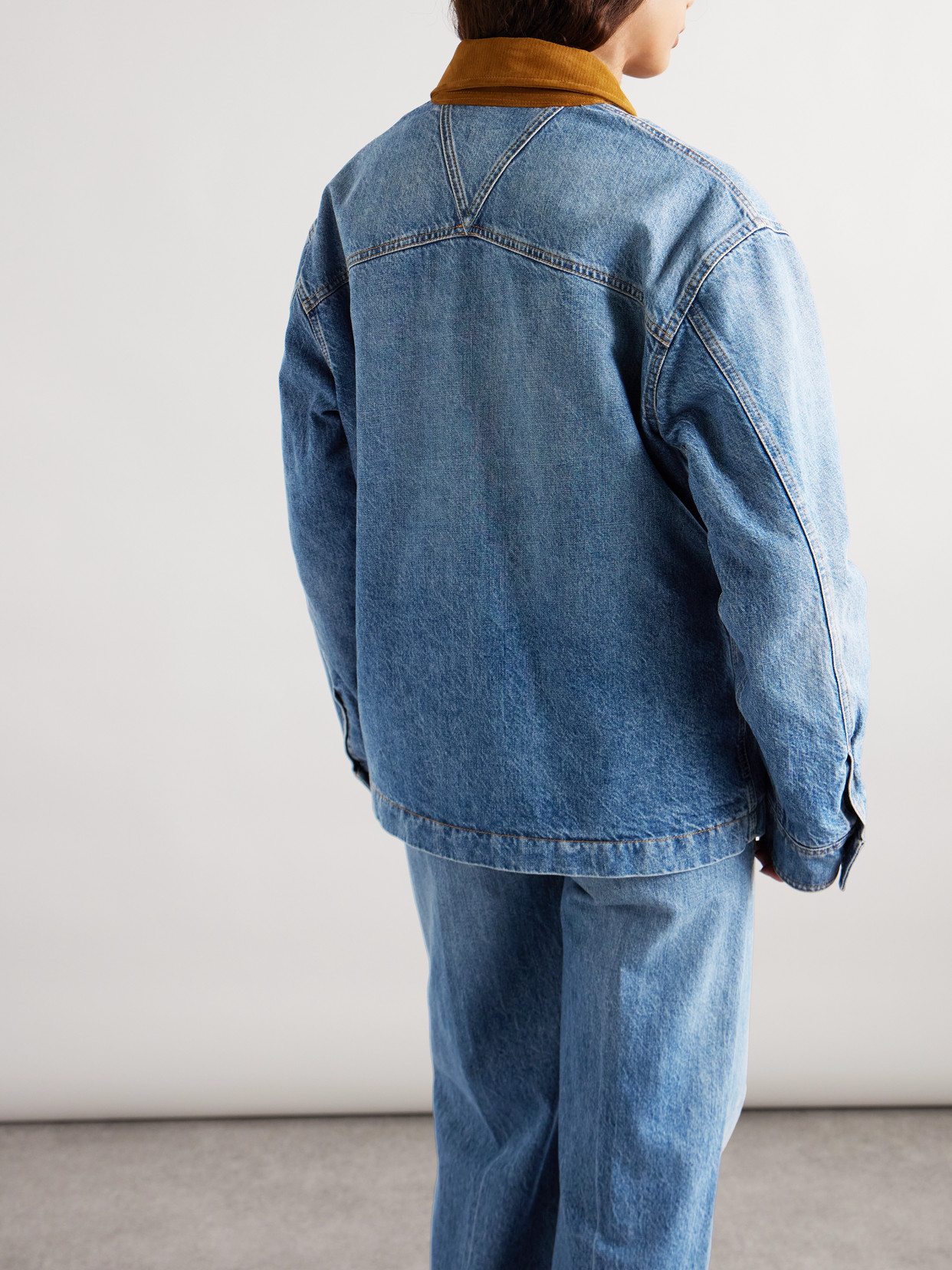 BOTTEGA VENETA APPLIQUÉD SUEDE-TRIMMED DENIM JACKET