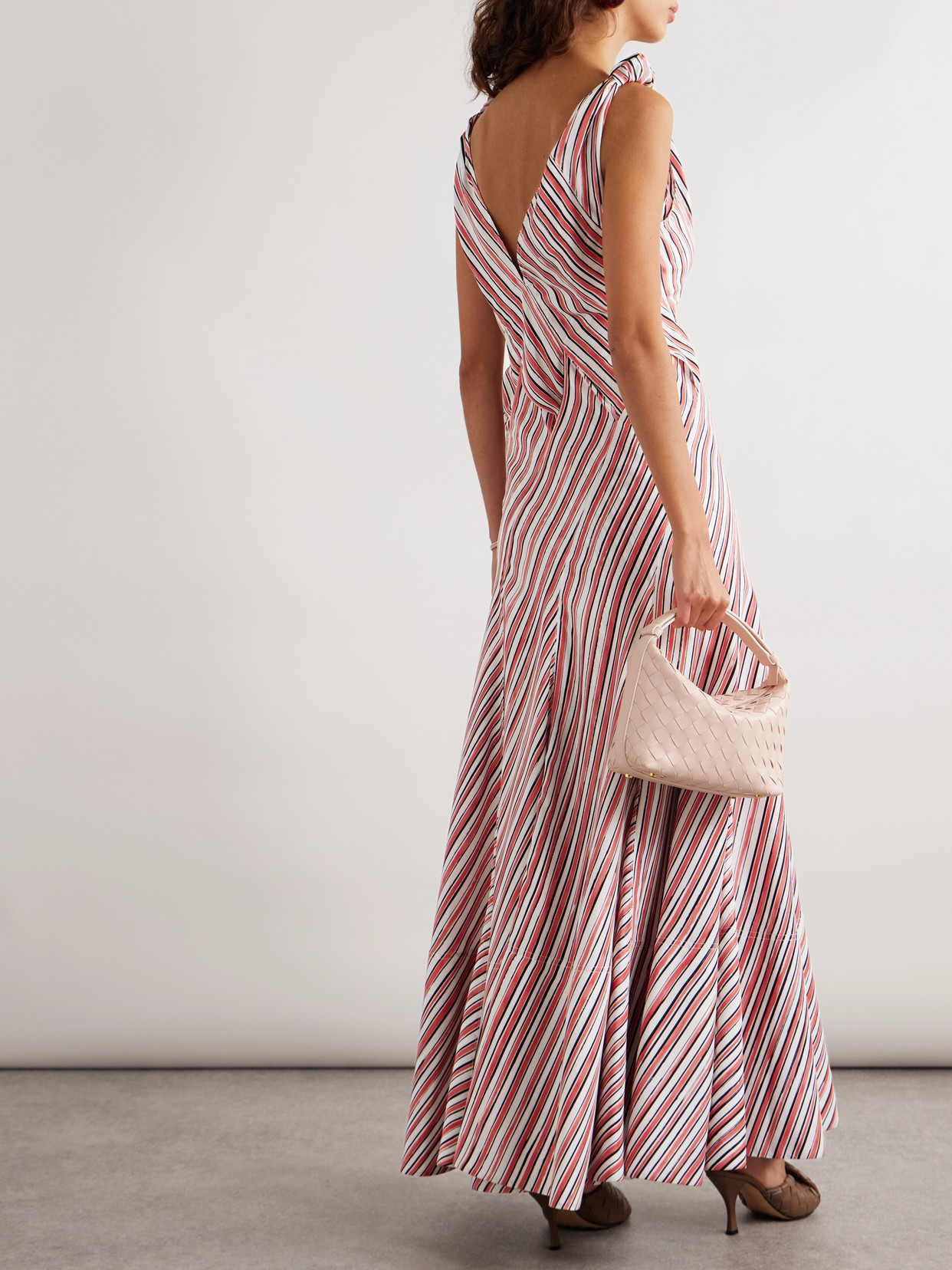 Bottega Veneta Striped Habotai Silk Gown In Yellow