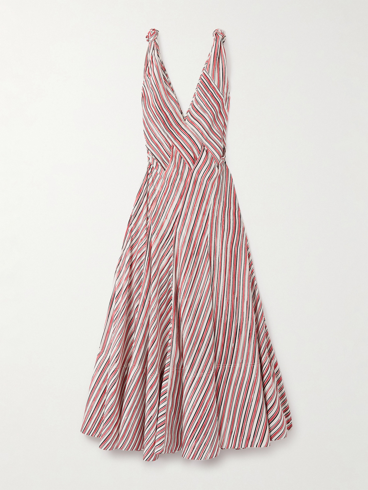 Bottega Veneta Striped Habotai Silk Gown In Yellow