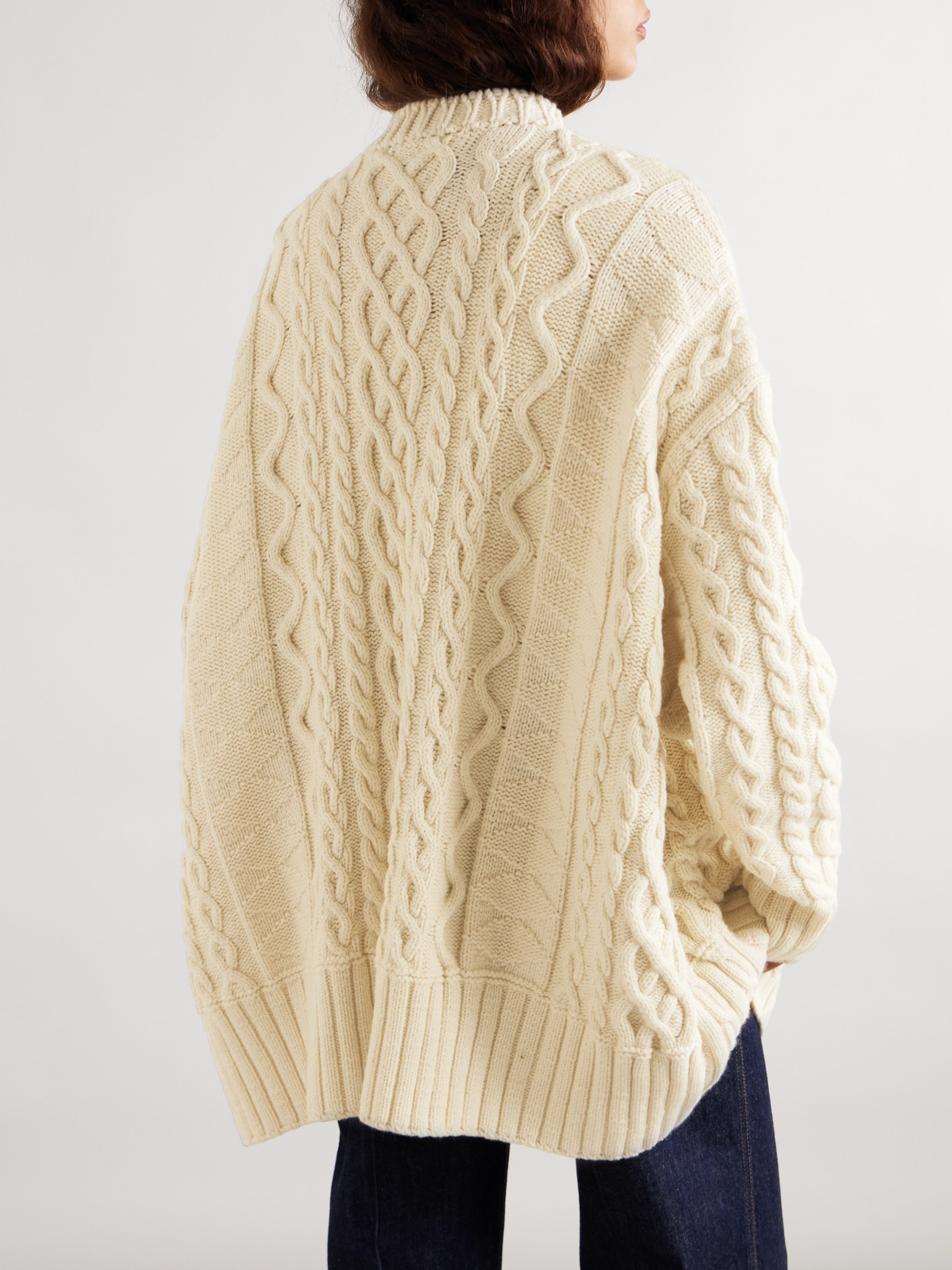 Bottega Veneta Pullover Aus Aran-cable-wolle In Cream