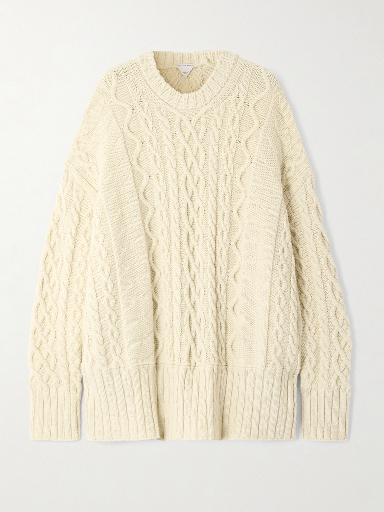 Bottega Veneta Pullover Aus Aran-cable-wolle In Cream
