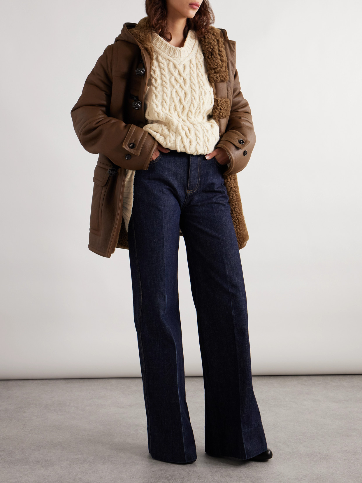 Bottega Veneta Pullover Aus Aran-cable-wolle In Cream
