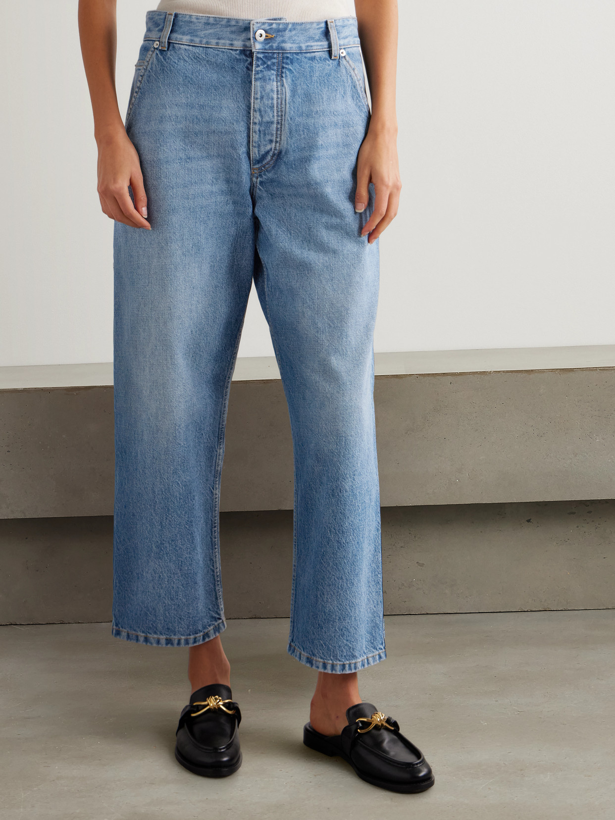 Cropped High-Rise Straight-Leg Jeans
