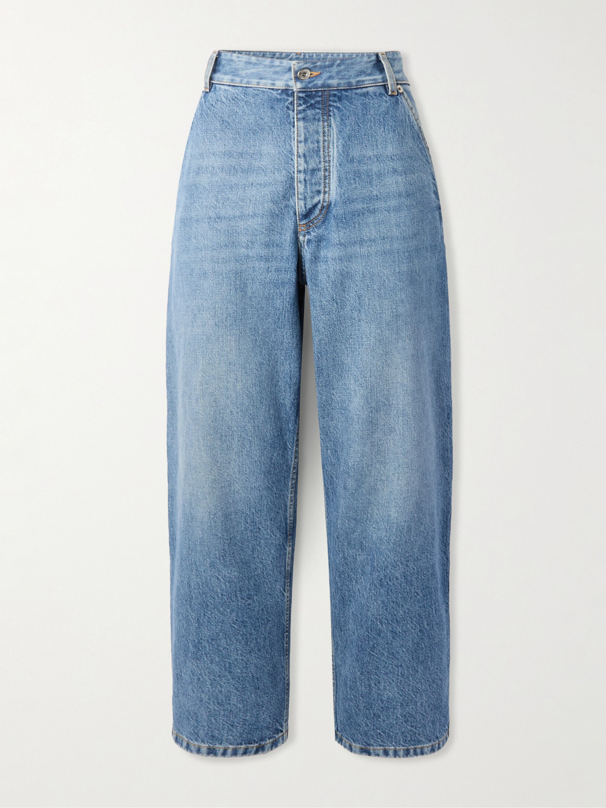 Bottega Veneta Cropped High-rise Straight-leg Jeans In Blue