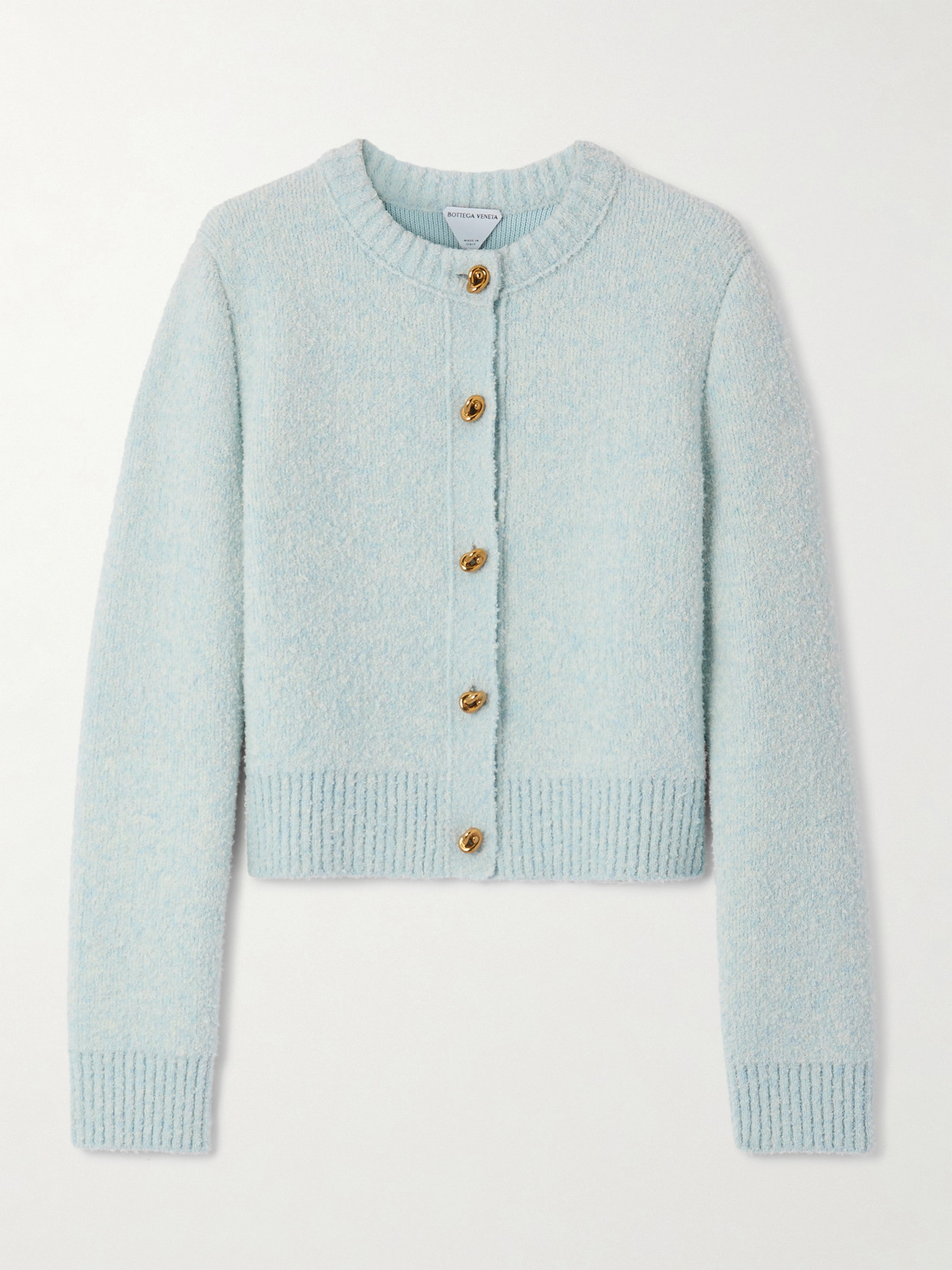 Bottega Veneta Long Sleeved Crewneck Cardigan In Blue