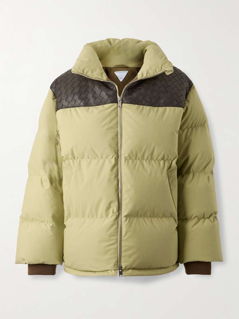 Bottega Veneta Quilted Intrecciato Leather-trimmed Padded Cotton-shell Down Jacket