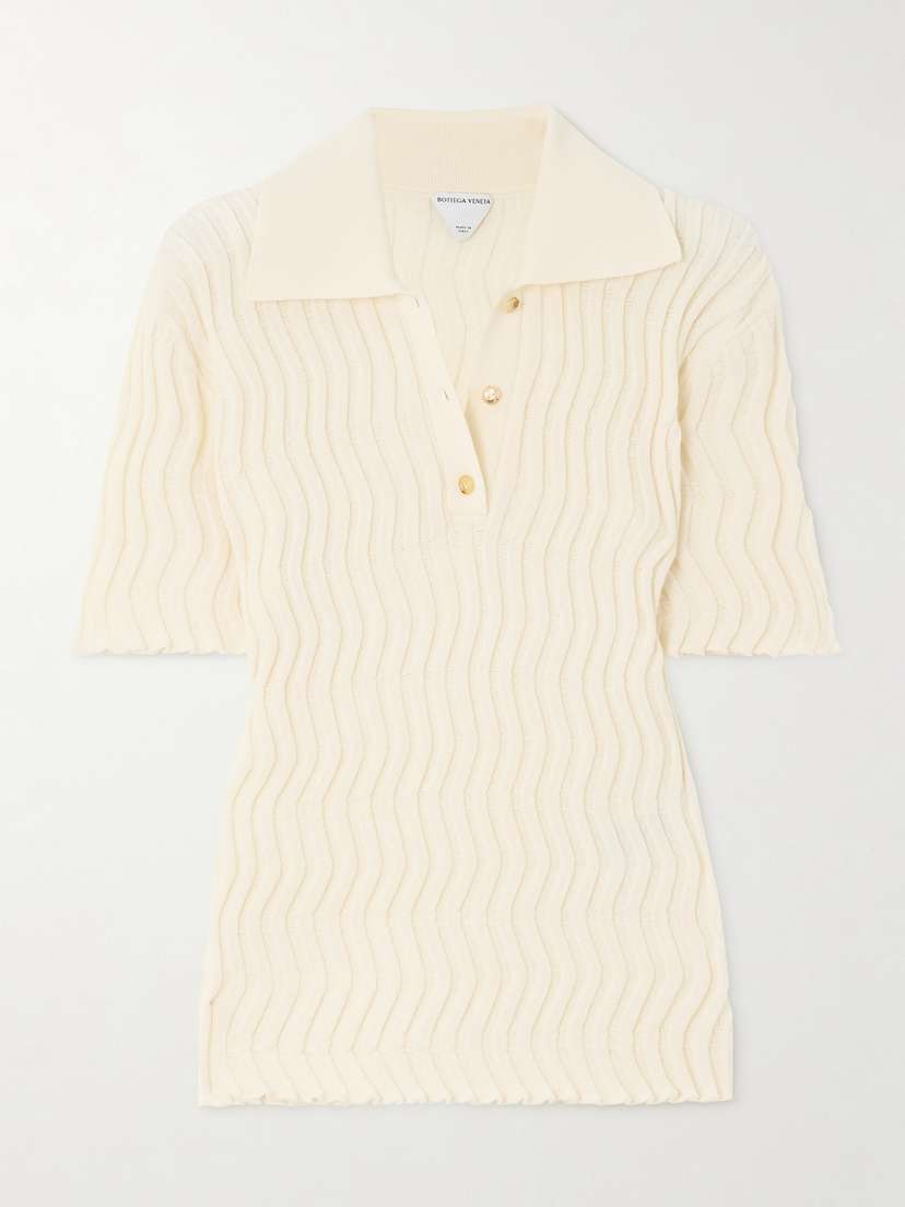 Bottega Veneta Ribbed Wool Polo Shirt