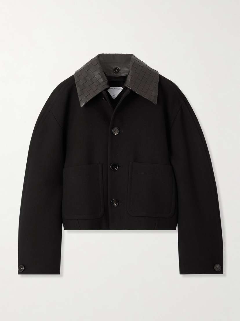 Bottega Veneta Convertible Intrecciato Leather-trimmed Cotton-blend Jacket