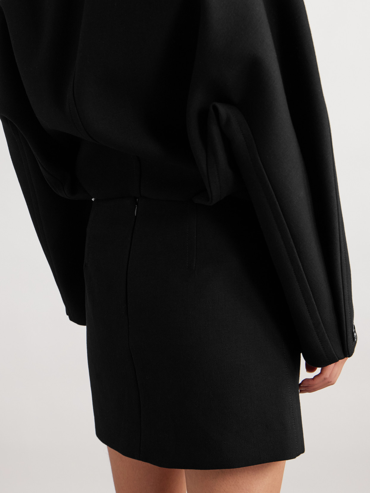 Shop Bottega Veneta Cotton-blend Mini Skirt In Black