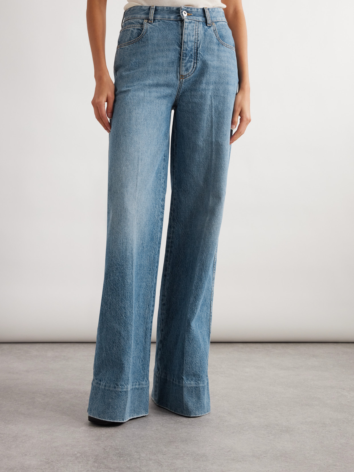Shop Bottega Veneta High-rise Straight-leg Jeans In Blue