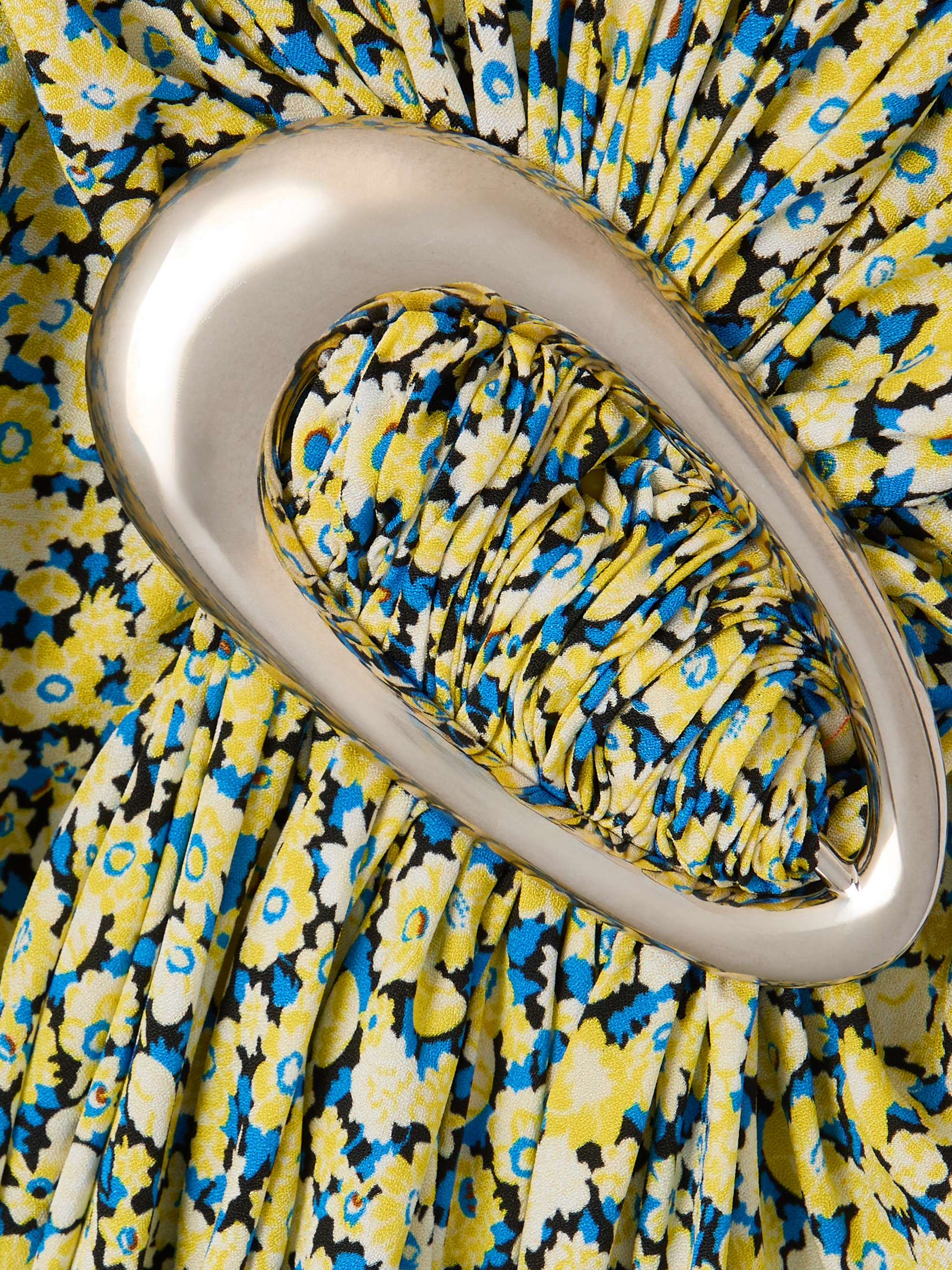 Bottega Veneta Embellished gathered pleated floral-print crepe turtleneck midi dress thumbnail