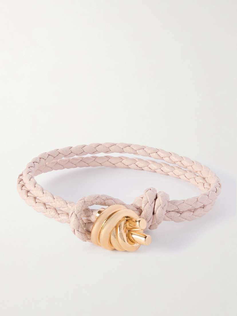 Bottega Veneta Intrecciato Leather And Gold-tone Bracelet