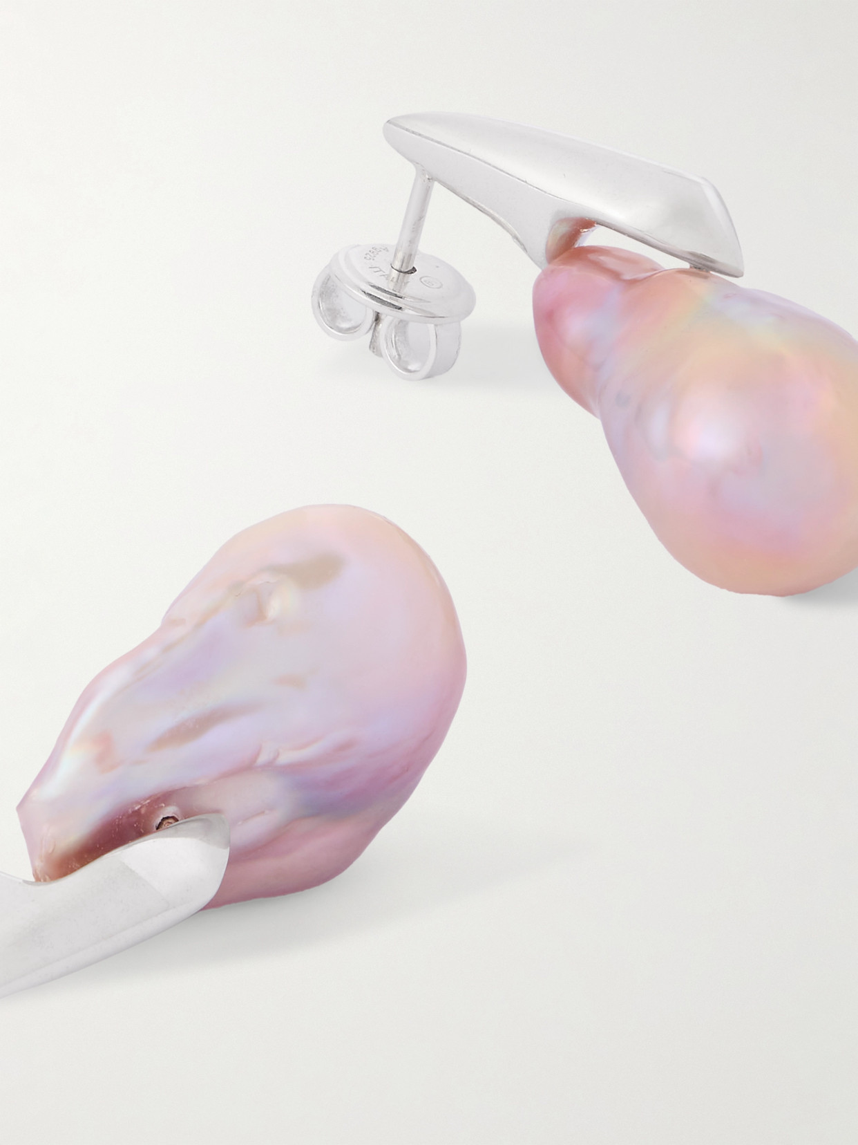 Bottega Veneta Silver-tone Pearl Earrings In Pink