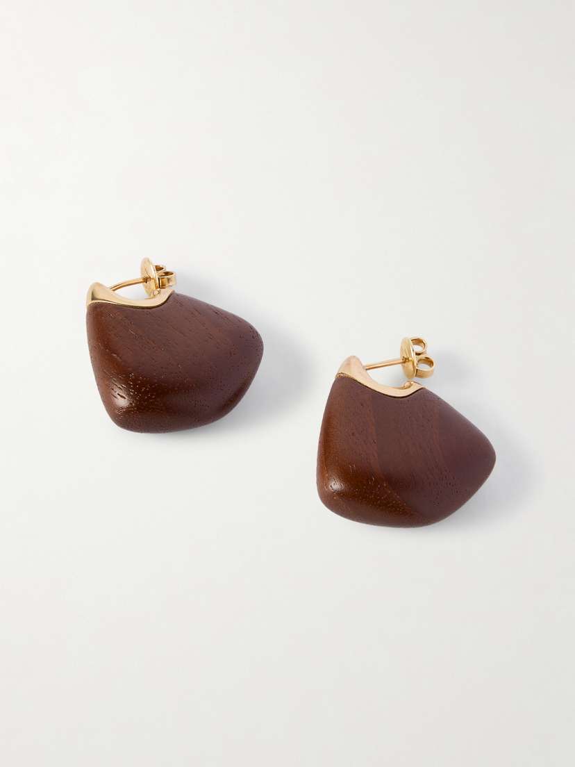 Bottega Veneta Gold-tone And Wood Earrings