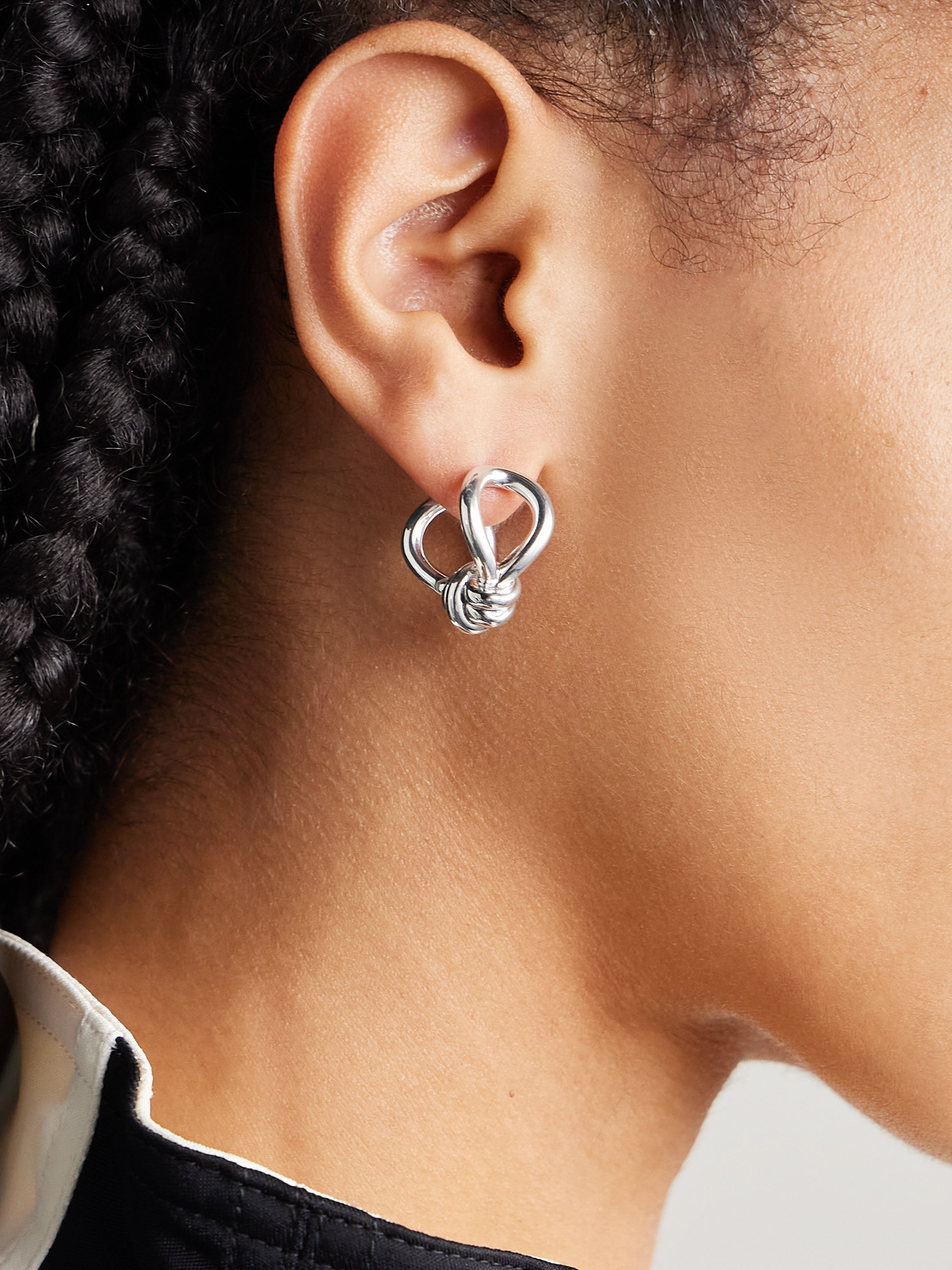 Bottega Veneta Knot Earrings In Silver