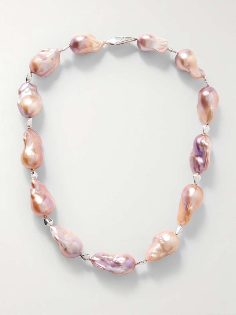 Bottega Veneta Silver Pearl Necklace
