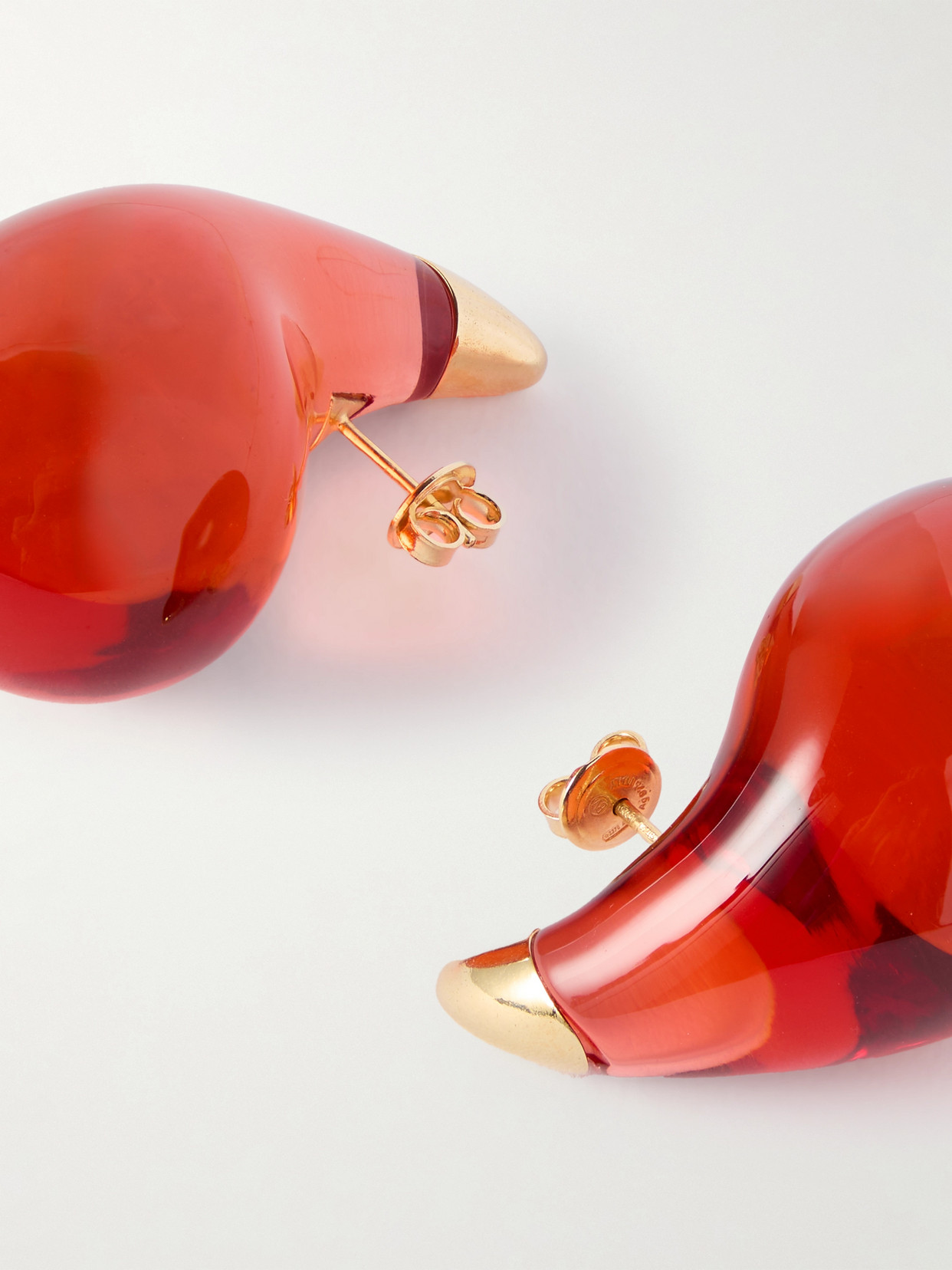Bottega Veneta Gold-plated Silver And Resin Earrings In Red