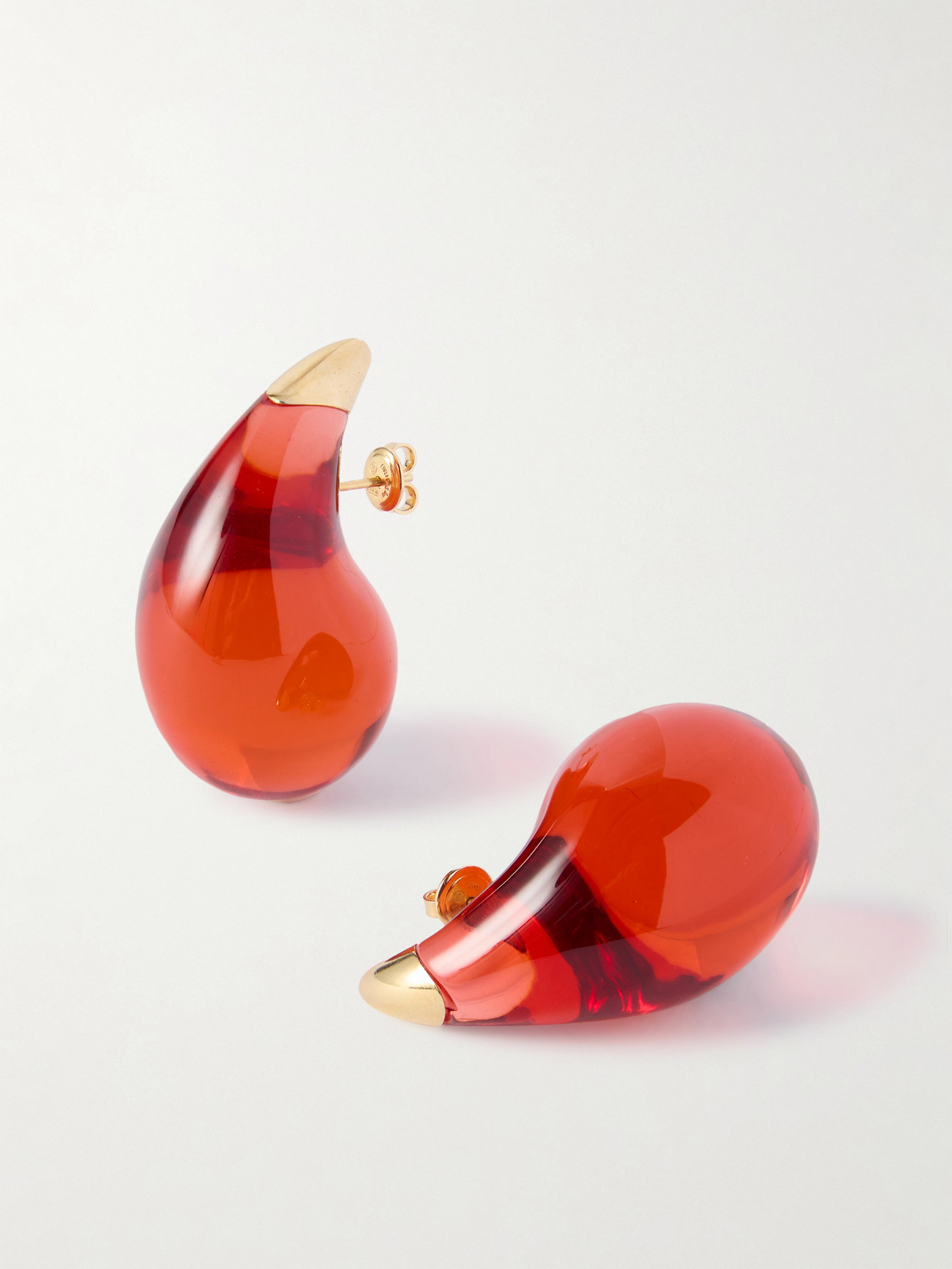 Bottega Veneta Gold-plated Silver And Resin Earrings In Red