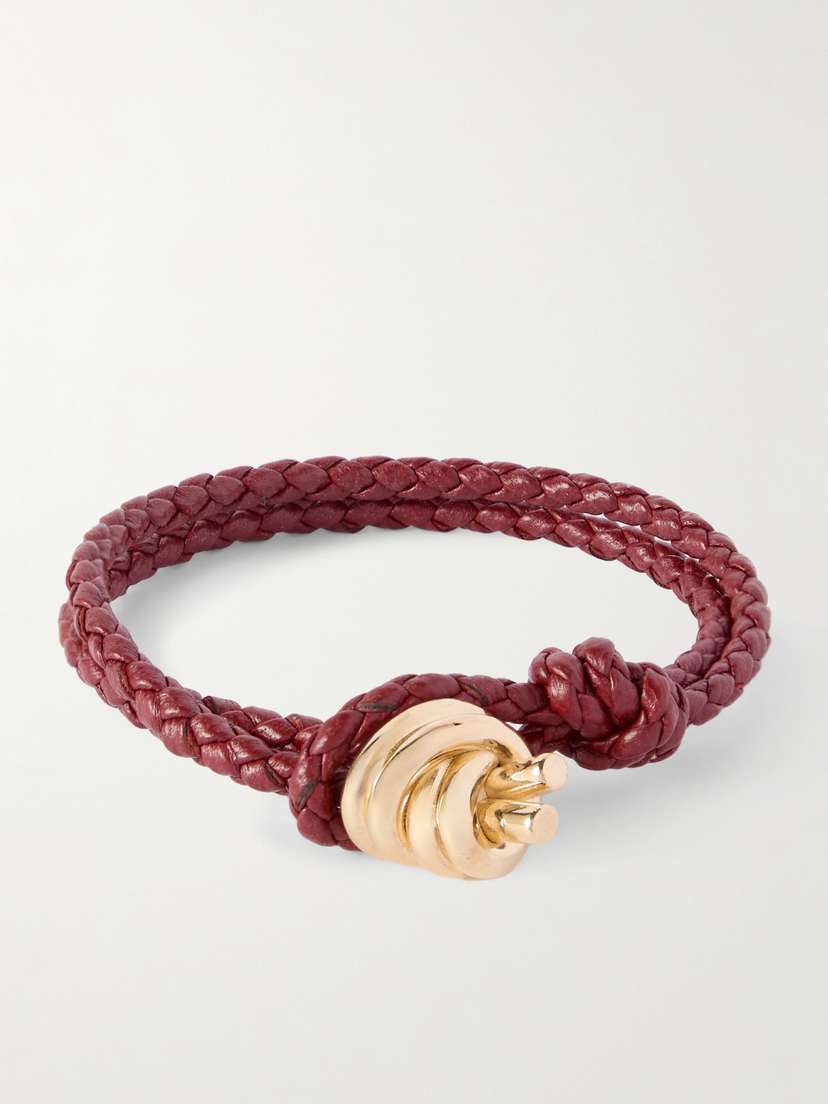Bottega Veneta Intrecciato Leather And Gold-tone Bracelet