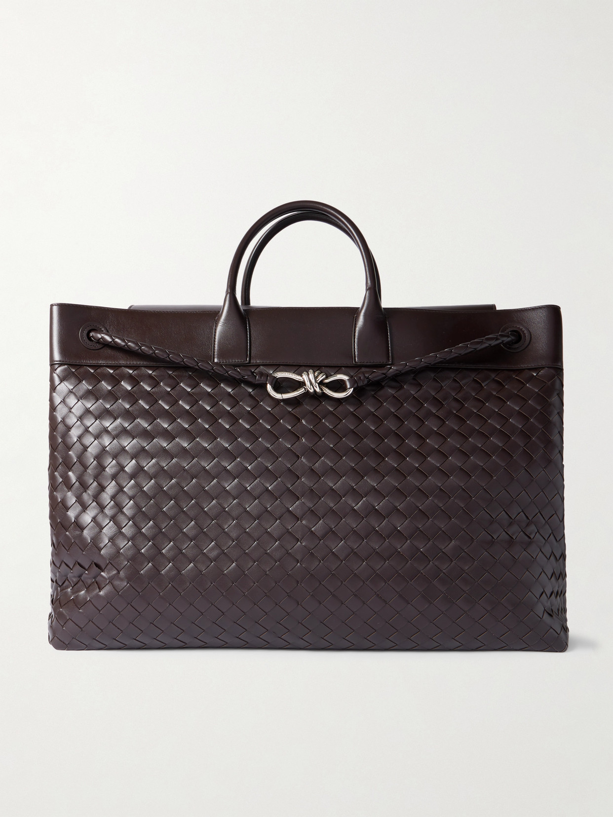 Bottega Veneta Avenue Maxi Embellished Intrecciato Leather Tote In Brown
