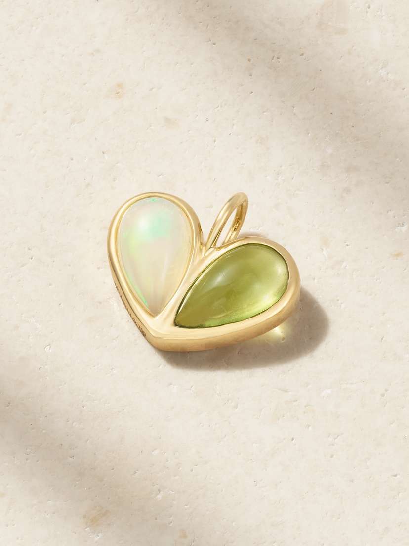 Gemella Jumbo Sweetheart 18-karat Gold, Opal And Peridot Pendant