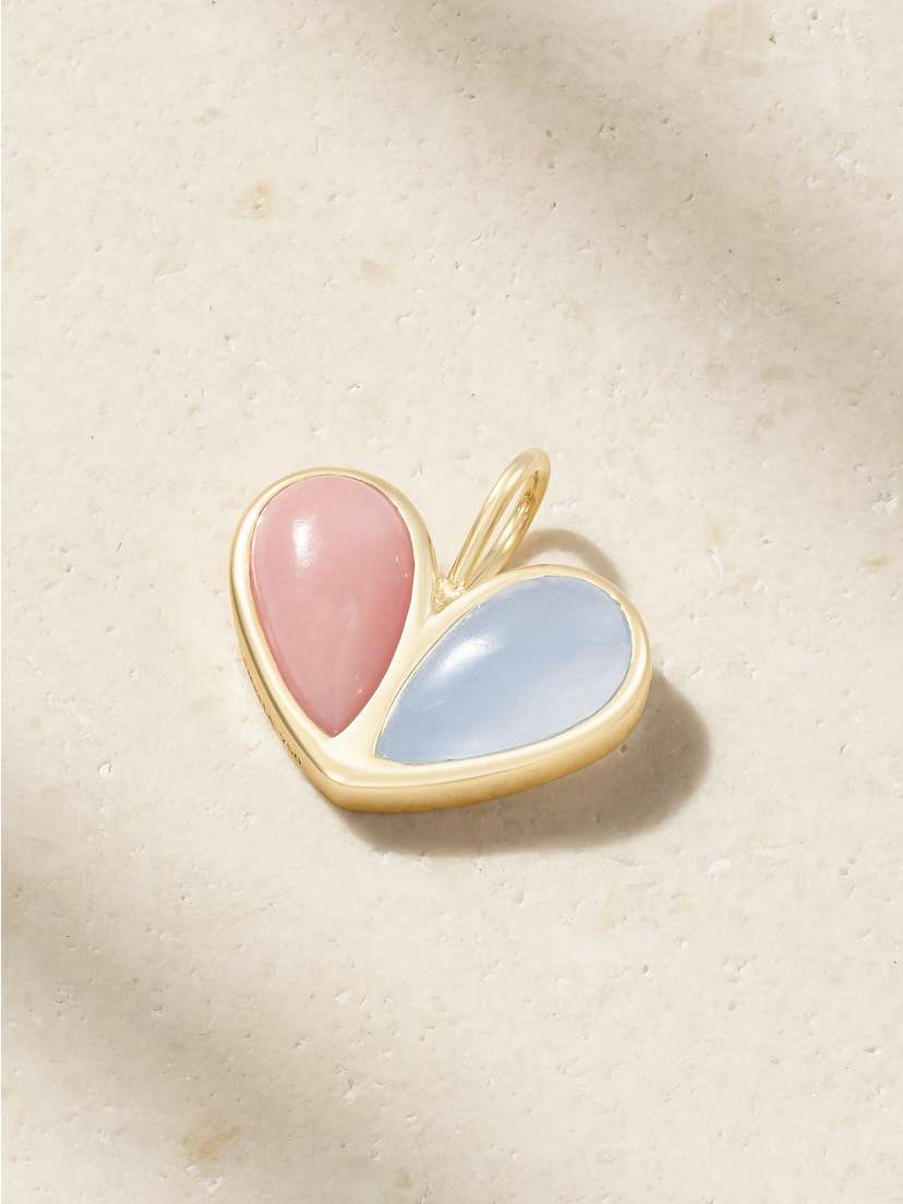 Gemella Jumbo Sweetheart 18-karat Gold, Opal And Aquamarine Pendant
