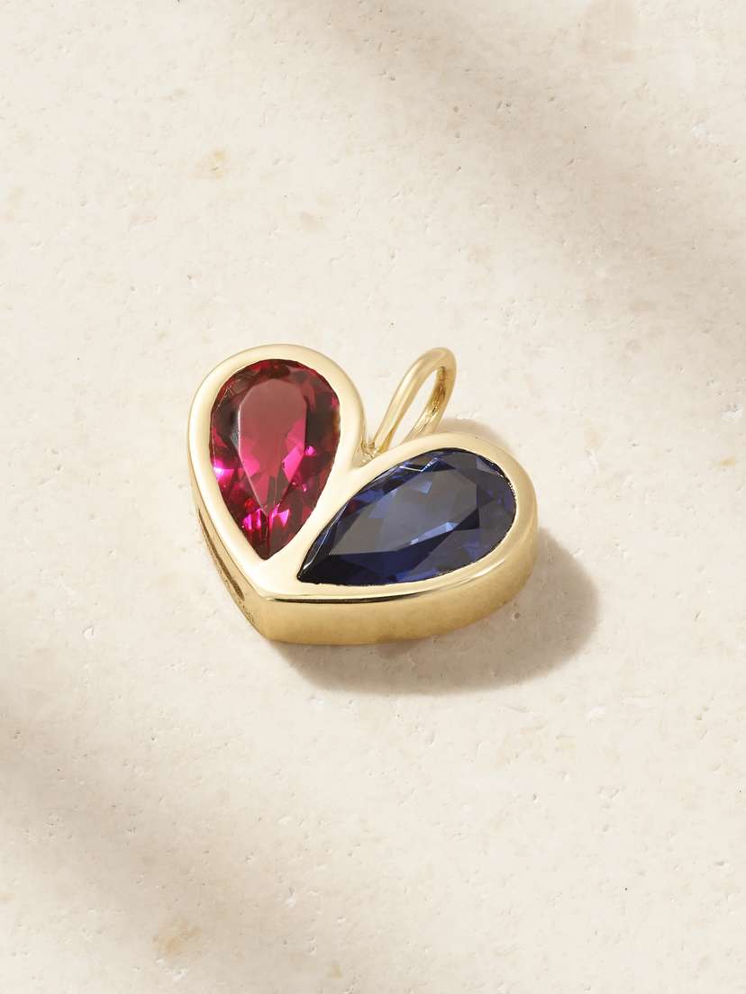 Gemella Jumbo Sweetheart 18-karat Gold, Rubelite And Sapphire Pendant