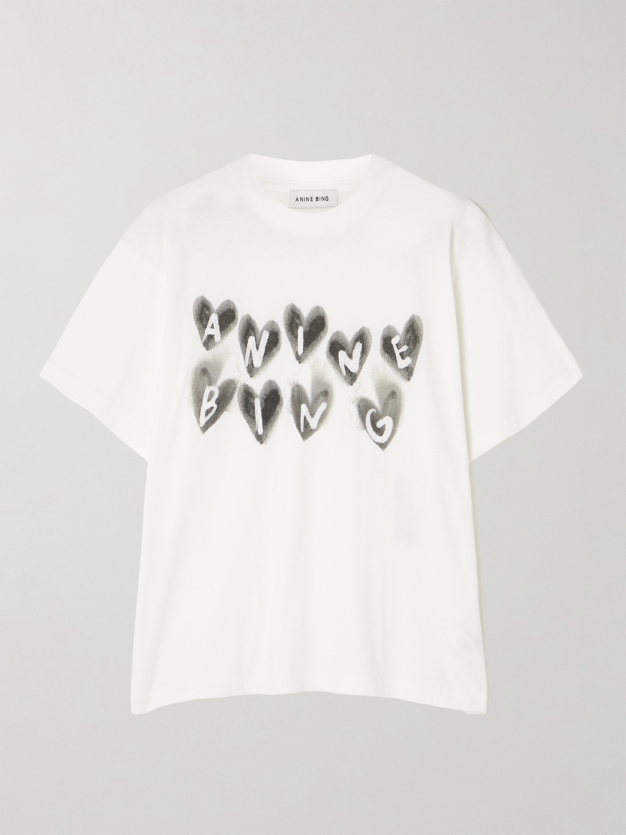 Anine Bing Cade Hearts Logo Cotton T-shirt In White